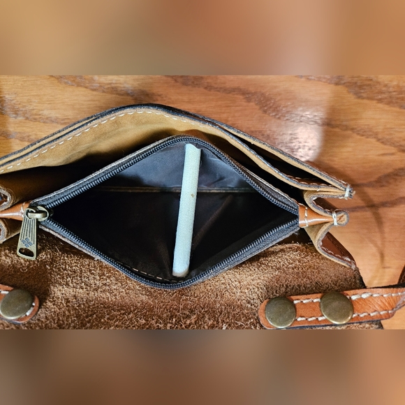 EUC Patricia Nash Tori Map Print Tan Leather Crossbody Bag - Picture 8 of 12